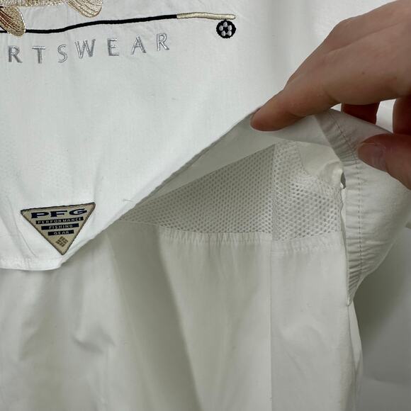 Columbia Fishing Short Sleeve Button Up Shirt Medium Vented Cotton White - Picture 4 of 10